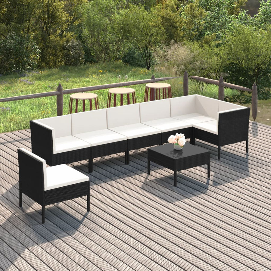 8-Delige Loungeset Met Kussens Poly Rattan Zwart 1