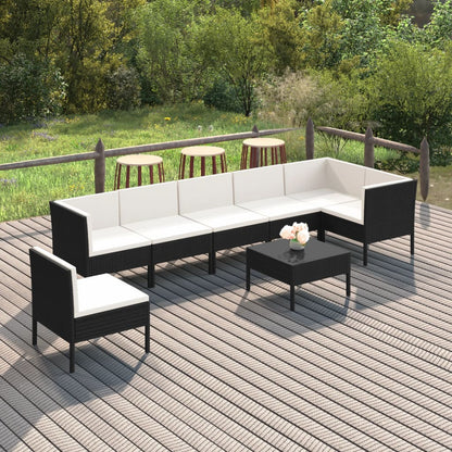 8-Delige Loungeset Met Kussens Poly Rattan Zwart 1