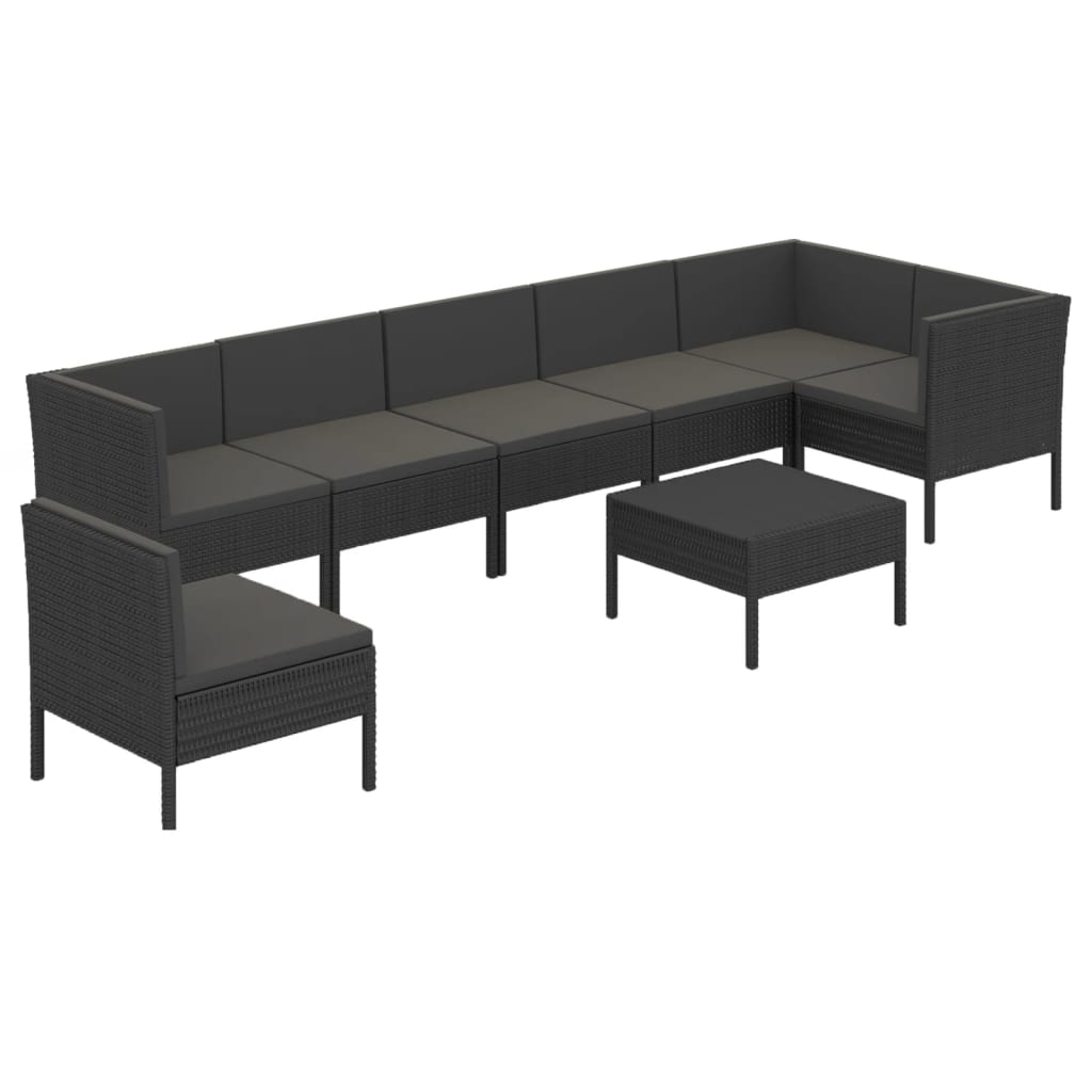 8-Delige Loungeset Met Kussens Poly Rattan Zwart 1