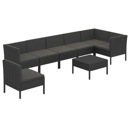 8-Delige Loungeset Met Kussens Poly Rattan Zwart 1