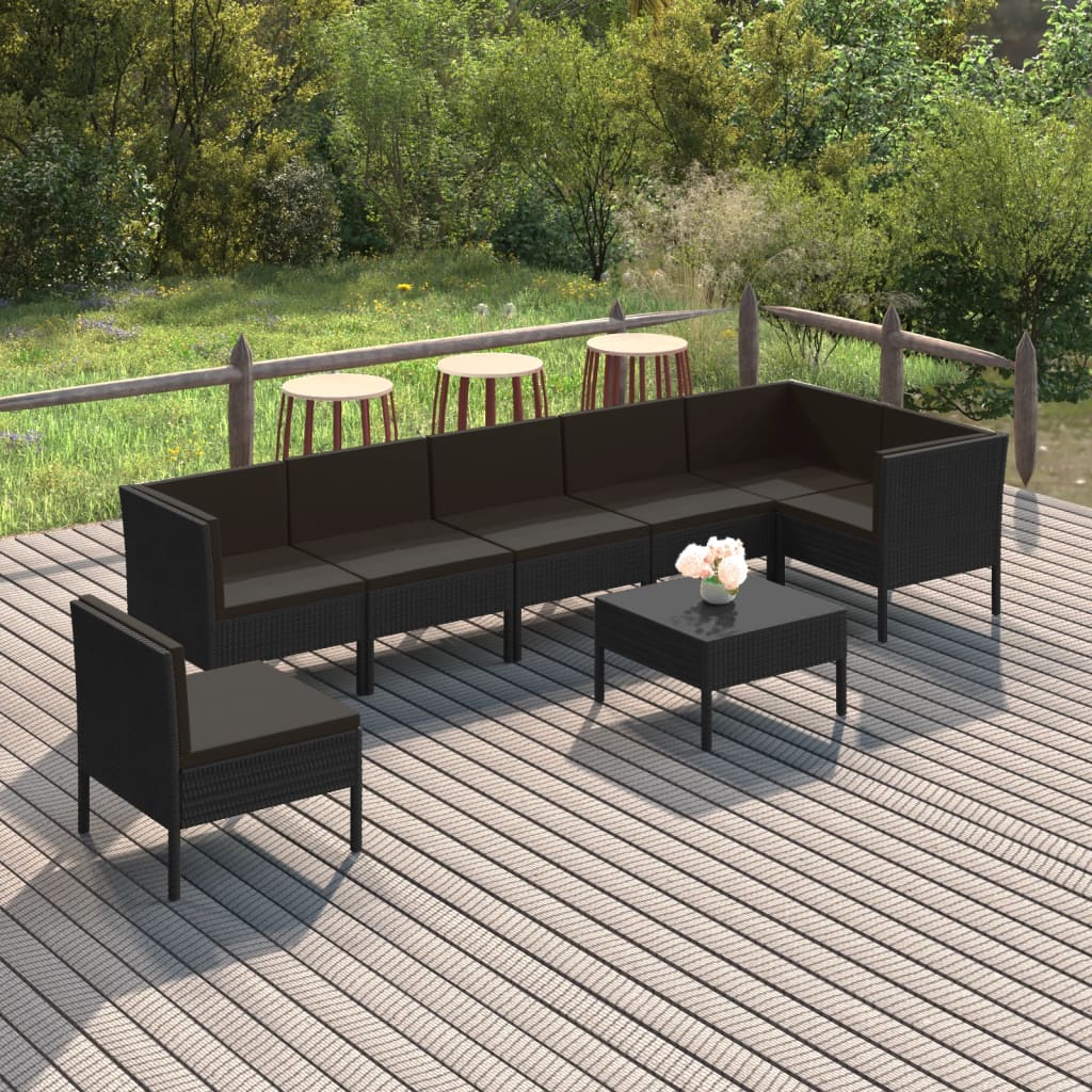 8-Delige Loungeset Met Kussens Poly Rattan Zwart 1