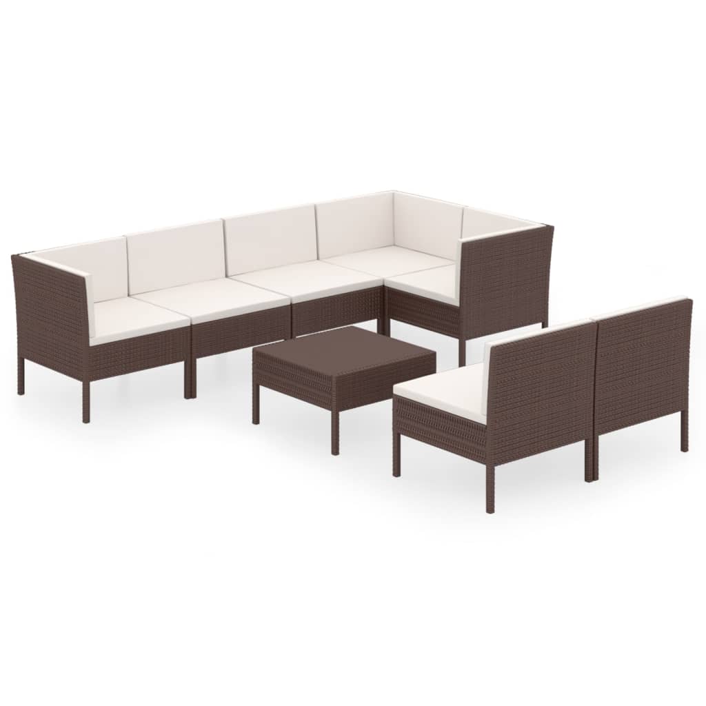 8-Delige Loungeset Met Kussens Poly Rattan Bruin 1