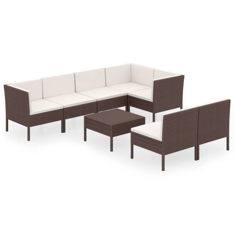 8-Delige Loungeset Met Kussens Poly Rattan Bruin 1