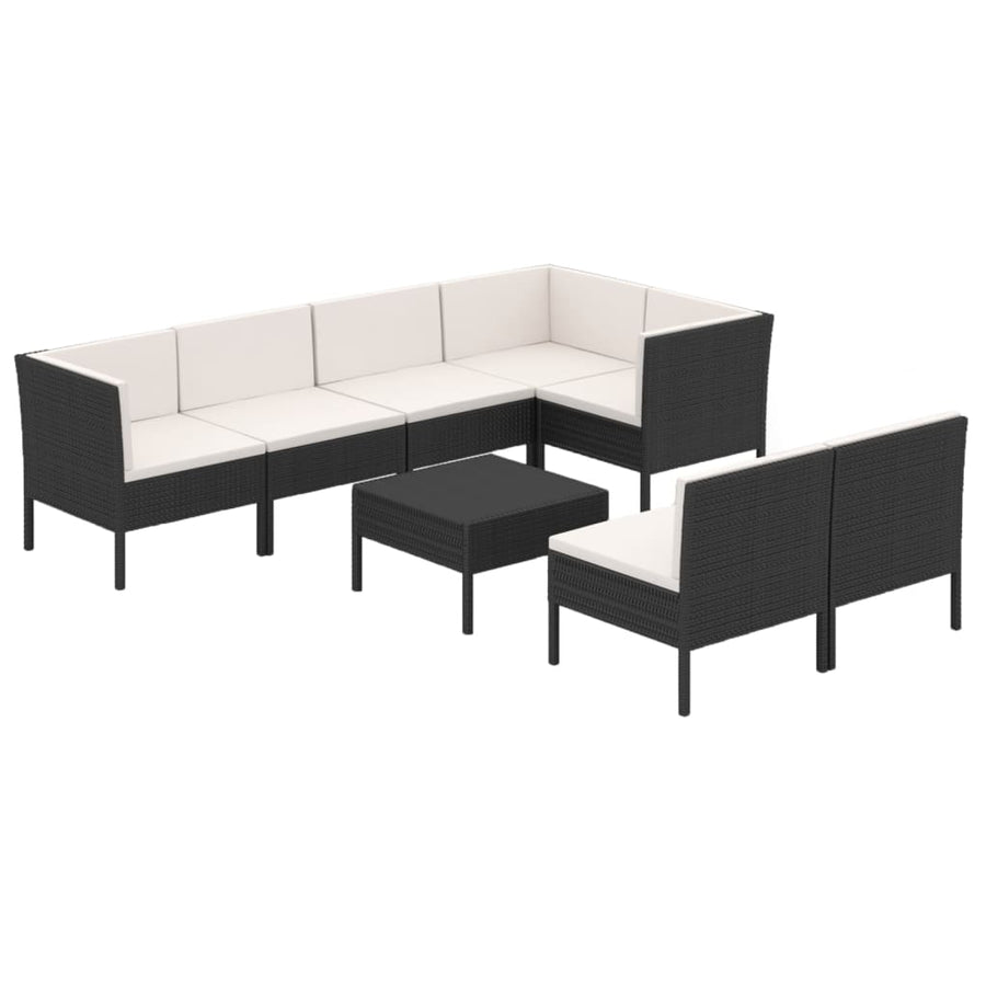 8-Delige Loungeset Met Kussens Poly Rattan Zwart 1