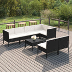 8-Delige Loungeset Met Kussens Poly Rattan Zwart 4x midden + 3x hoek + Tafel