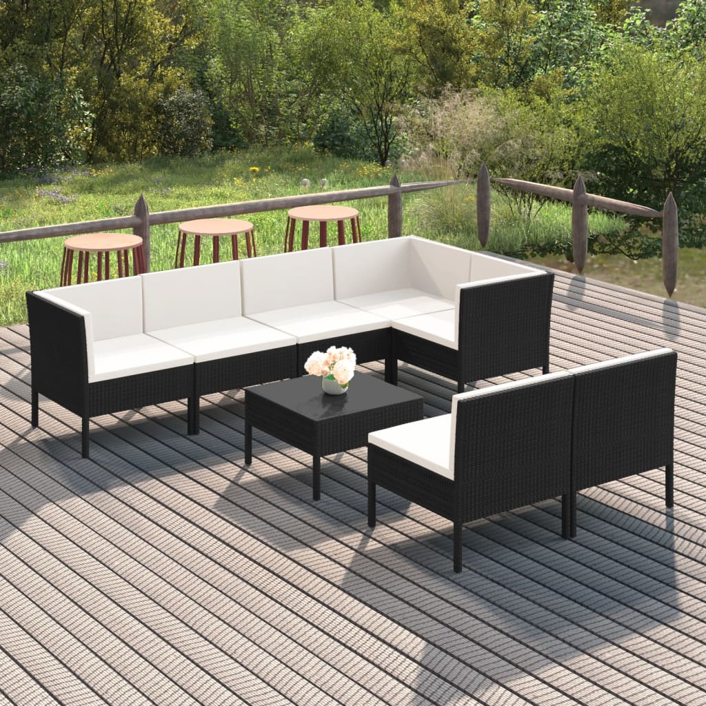 8-Delige Loungeset Met Kussens Poly Rattan Zwart 1