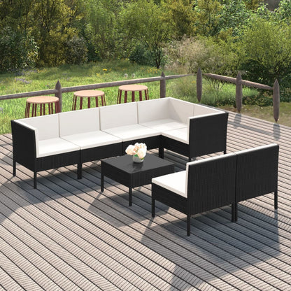8-Delige Loungeset Met Kussens Poly Rattan Zwart 1