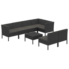 8-Delige Loungeset Met Kussens Poly Rattan Zwart 1
