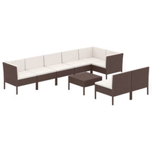 9-Delige Loungeset Met Kussens Poly Rattan Bruin 1