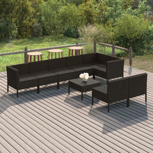 9-Delige Loungeset Met Kussens Poly Rattan Zwart 1