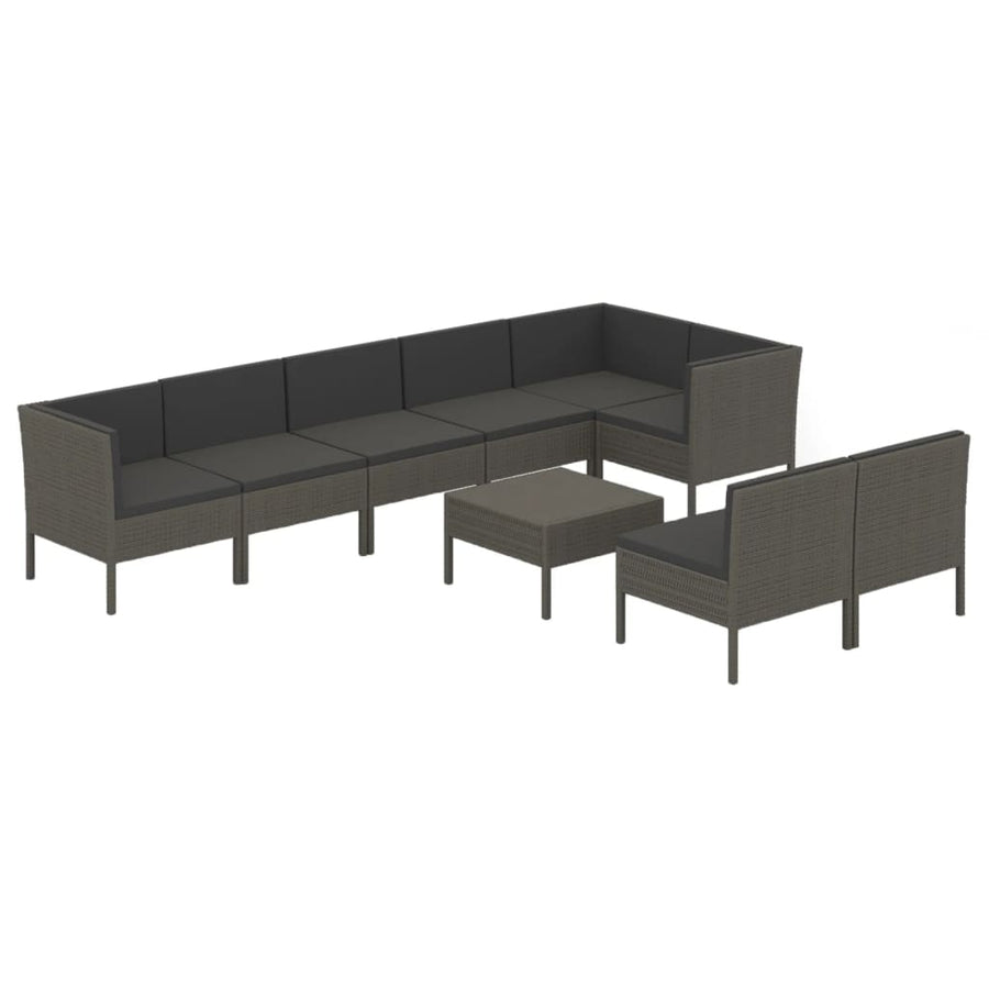 9-Delige Loungeset Met Kussens Poly Rattan Grijs 1