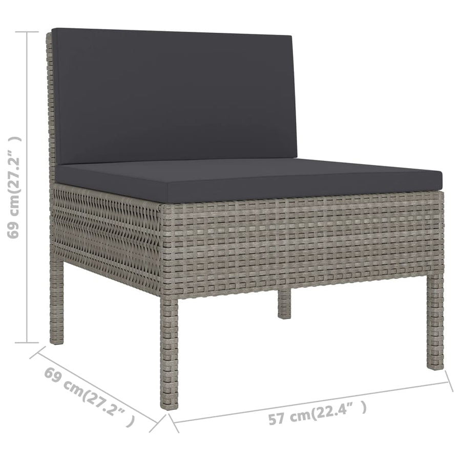 9-Delige Loungeset Met Kussens Poly Rattan Grijs 1
