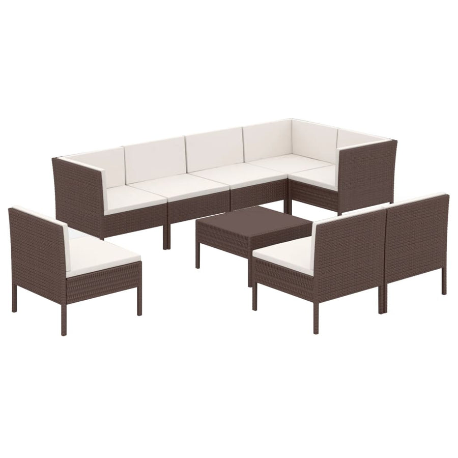 9-Delige Loungeset Met Kussens Poly Rattan Bruin 1