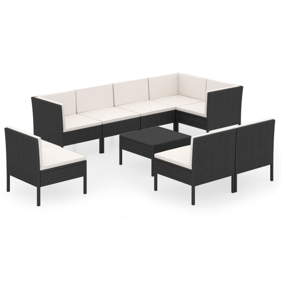 9-Delige Loungeset Met Kussens Poly Rattan Zwart 1
