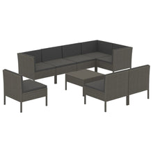 9-Delige Loungeset Met Kussens Poly Rattan Grijs 1