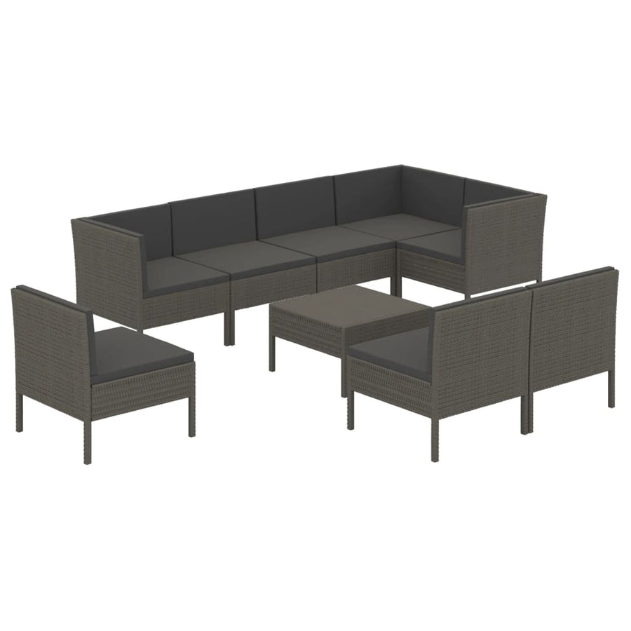 9-Delige Loungeset Met Kussens Poly Rattan Grijs 1