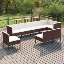 9-Delige Loungeset Met Kussens Poly Rattan Bruin 1