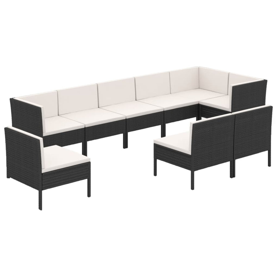 9-Delige Loungeset Met Kussens Poly Rattan Zwart 1