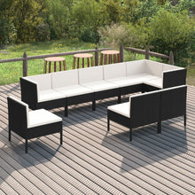 9-Delige Loungeset Met Kussens Poly Rattan Zwart 1