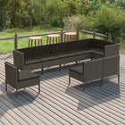 9-Delige Loungeset Met Kussens Poly Rattan Grijs 3x hoek + 6x midden