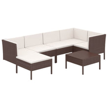 7-Delige Loungeset Met Kussens Poly Rattan Bruin 1