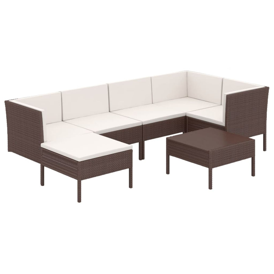 7-Delige Loungeset Met Kussens Poly Rattan Bruin 1