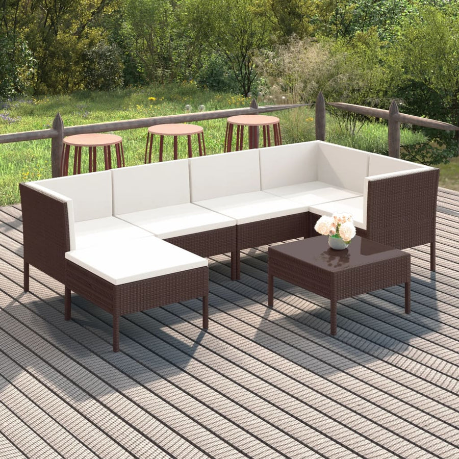 7-Delige Loungeset Met Kussens Poly Rattan Bruin 1