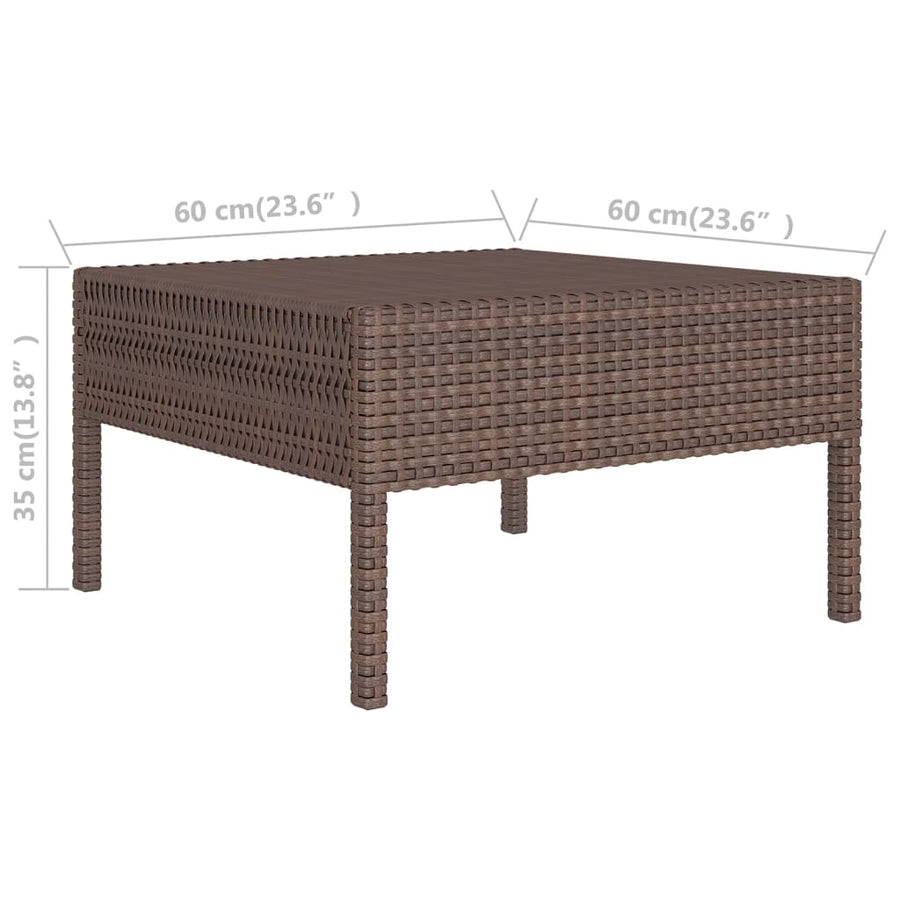 8-Delige Loungeset Met Kussens Poly Rattan Bruin 3x hoek + 3x midden + voetensteun + Tafel