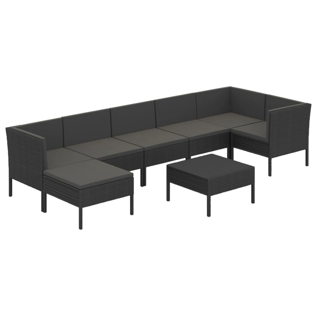 8-Delige Loungeset Met Kussens Poly Rattan Zwart 1