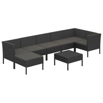 8-Delige Loungeset Met Kussens Poly Rattan Zwart 1