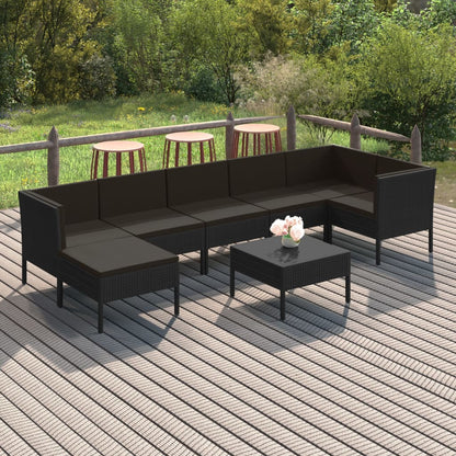 8-Delige Loungeset Met Kussens Poly Rattan Zwart 1