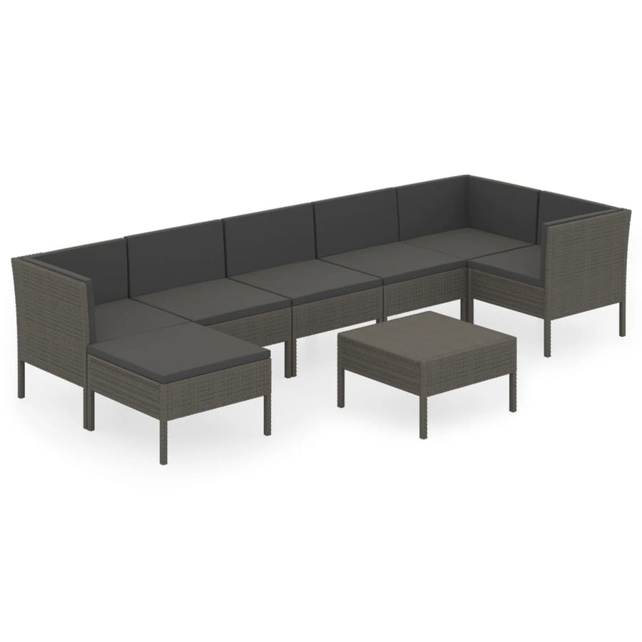 8-Delige Loungeset Met Kussens Poly Rattan Grijs 1