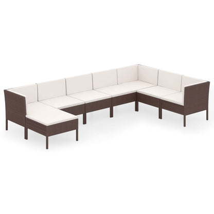 8-Delige Loungeset Met Kussens Poly Rattan Bruin 1