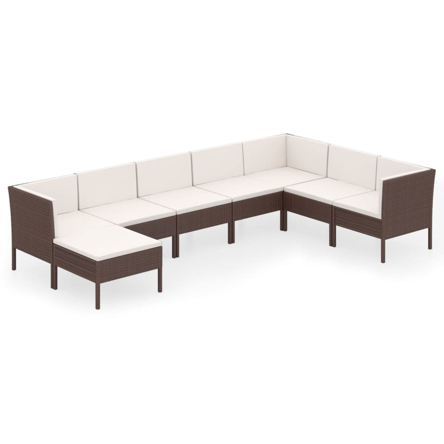 8-Delige Loungeset Met Kussens Poly Rattan Bruin 1