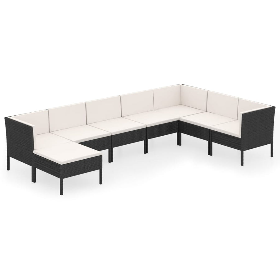 8-Delige Loungeset Met Kussens Poly Rattan Zwart 1