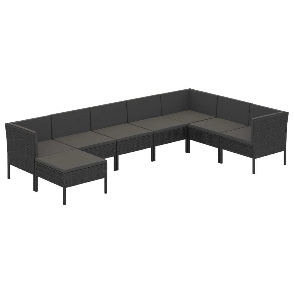 8-Delige Loungeset Met Kussens Poly Rattan Zwart 1