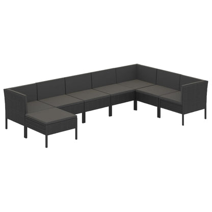 8-Delige Loungeset Met Kussens Poly Rattan Zwart 1