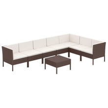 8-Delige Loungeset Met Kussens Poly Rattan Bruin 1