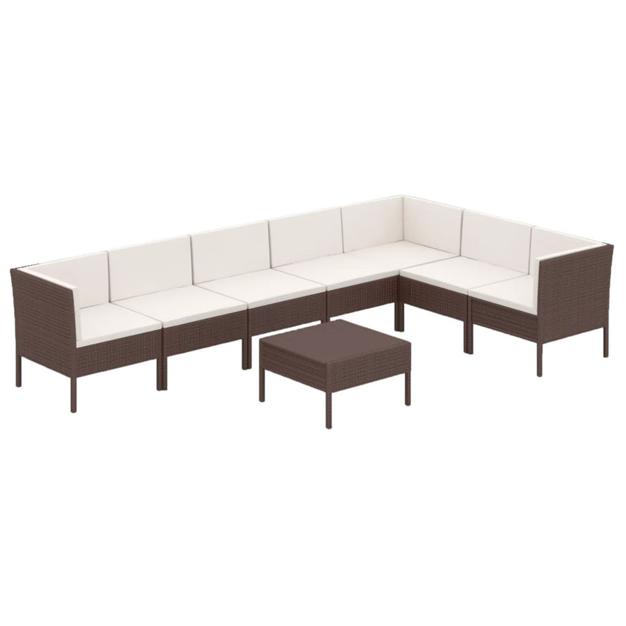 8-Delige Loungeset Met Kussens Poly Rattan Bruin 1