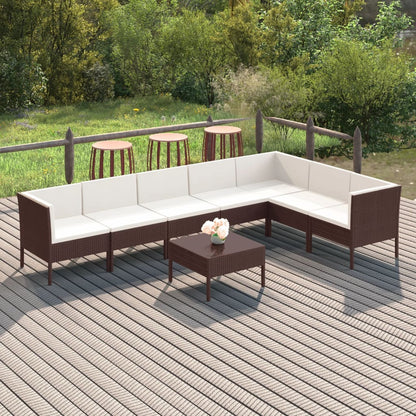 8-Delige Loungeset Met Kussens Poly Rattan Bruin 1
