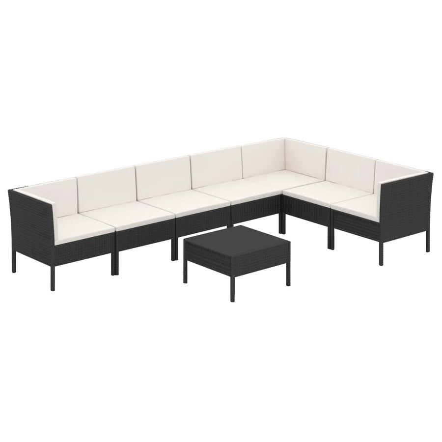 8-Delige Loungeset Met Kussens Poly Rattan Zwart 1