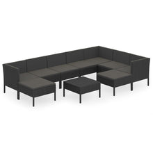 10-Delige Loungeset Met Kussens Poly Rattan Zwart 1