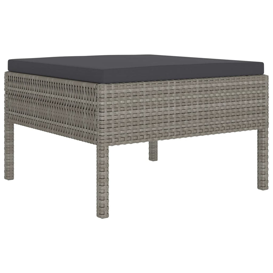 0-Delige Loungeset Met Kussens Poly Rattan Grijs 3x hoek + 4x midden + 2x voetensteun + Tafel