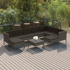 0-Delige Loungeset Met Kussens Poly Rattan Grijs 3x hoek + 4x midden + 2x voetensteun + Tafel