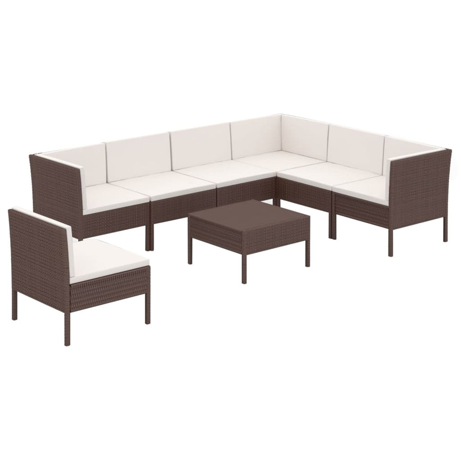 8-Delige Loungeset Met Kussens Poly Rattan Bruin 1