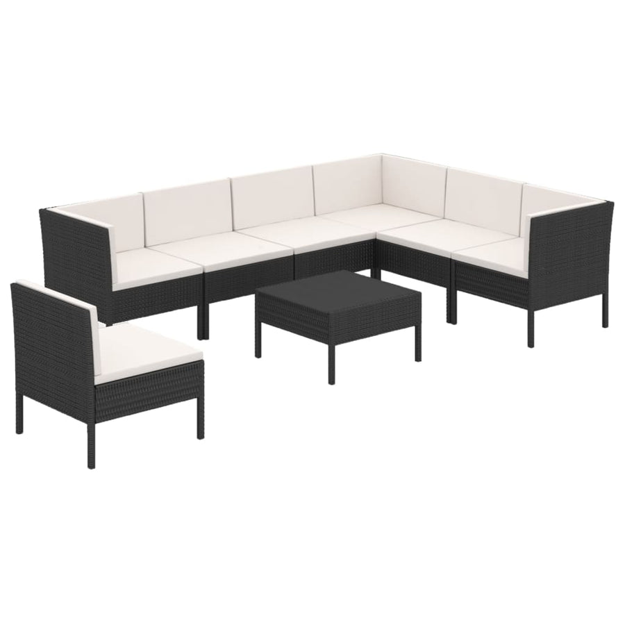8-Delige Loungeset Met Kussens Poly Rattan Zwart 1