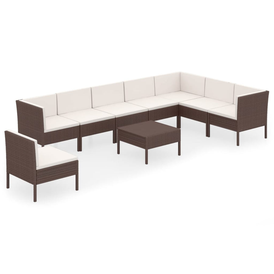 9-Delige Loungeset Met Kussens Poly Rattan Bruin 1