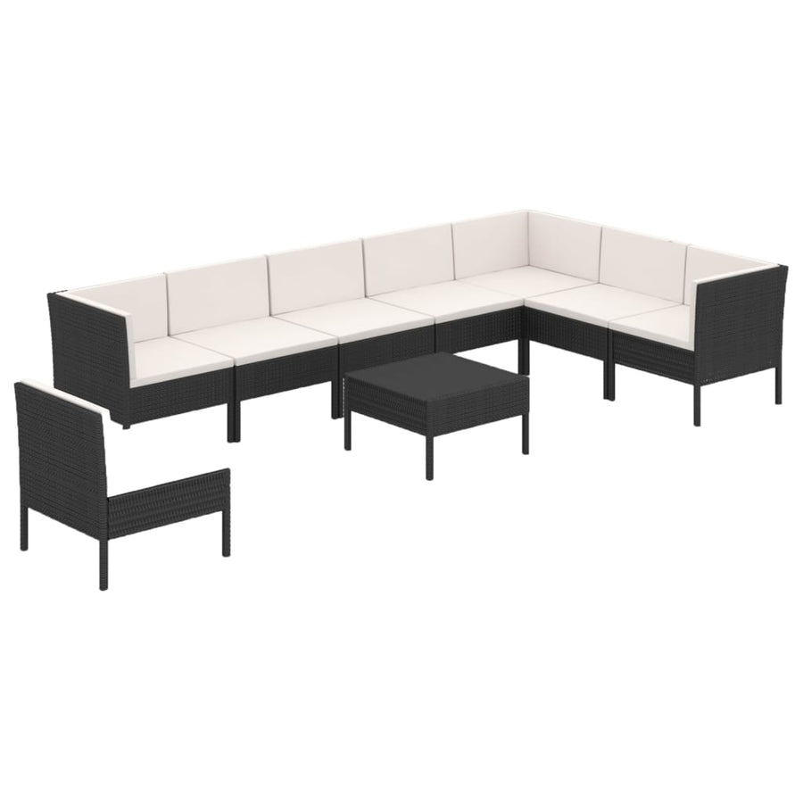 9-Delige Loungeset Met Kussens Poly Rattan Zwart 1