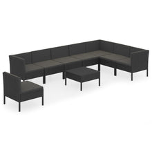 9-Delige Loungeset Met Kussens Poly Rattan Zwart 1