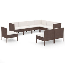 9-Delige Loungeset Met Kussens Poly Rattan Bruin 1